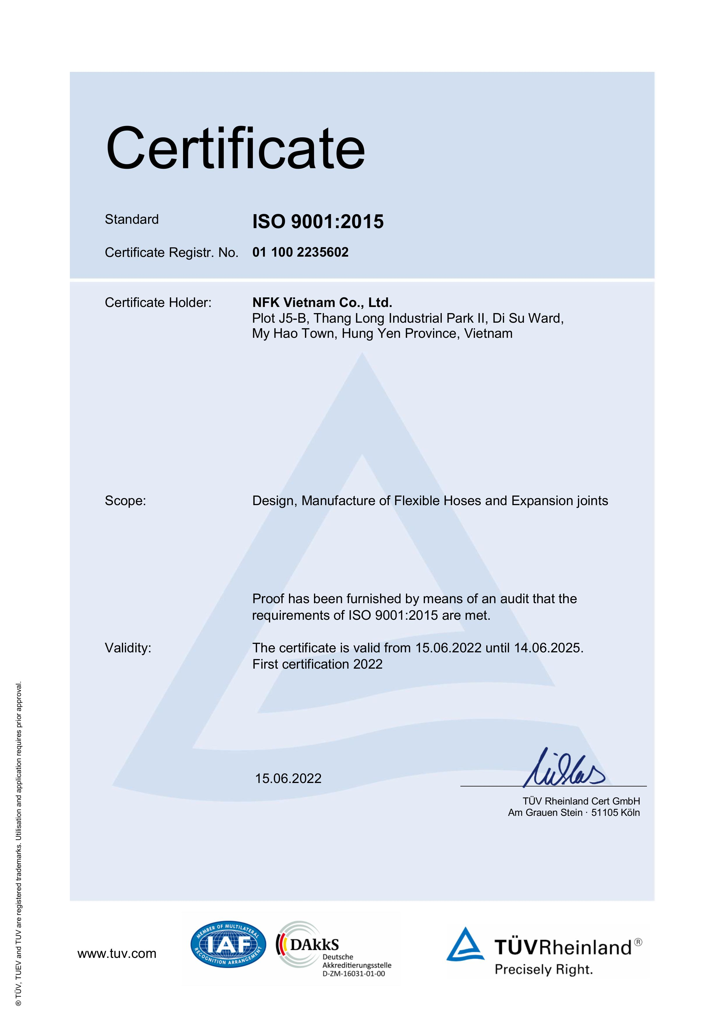 ISO 9001:2015 CERTIFICATE